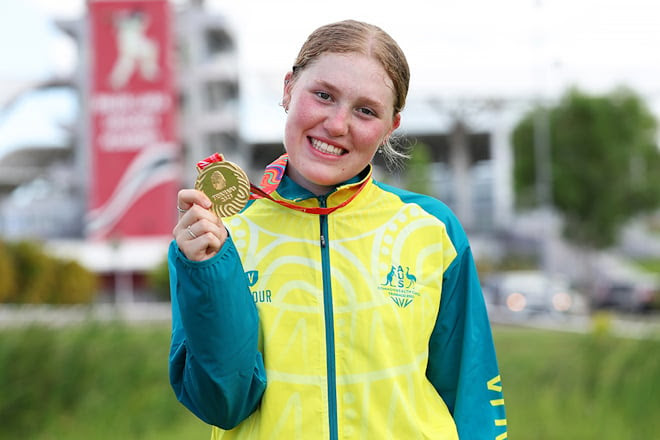 Lauren Bates of Australia wins first medal of Trinbago 2023 Commonwealth Youth Games